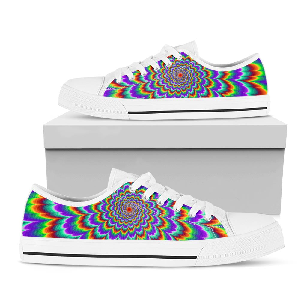 Psychedelic Expansion Optical Illusion White Low Top Sneakers