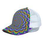 Psychedelic Expansion Optical Illusion White Mesh Trucker Cap