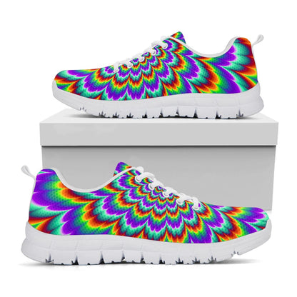 Psychedelic Expansion Optical Illusion White Running Shoes