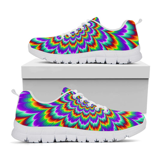 Psychedelic Expansion Optical Illusion White Running Shoes