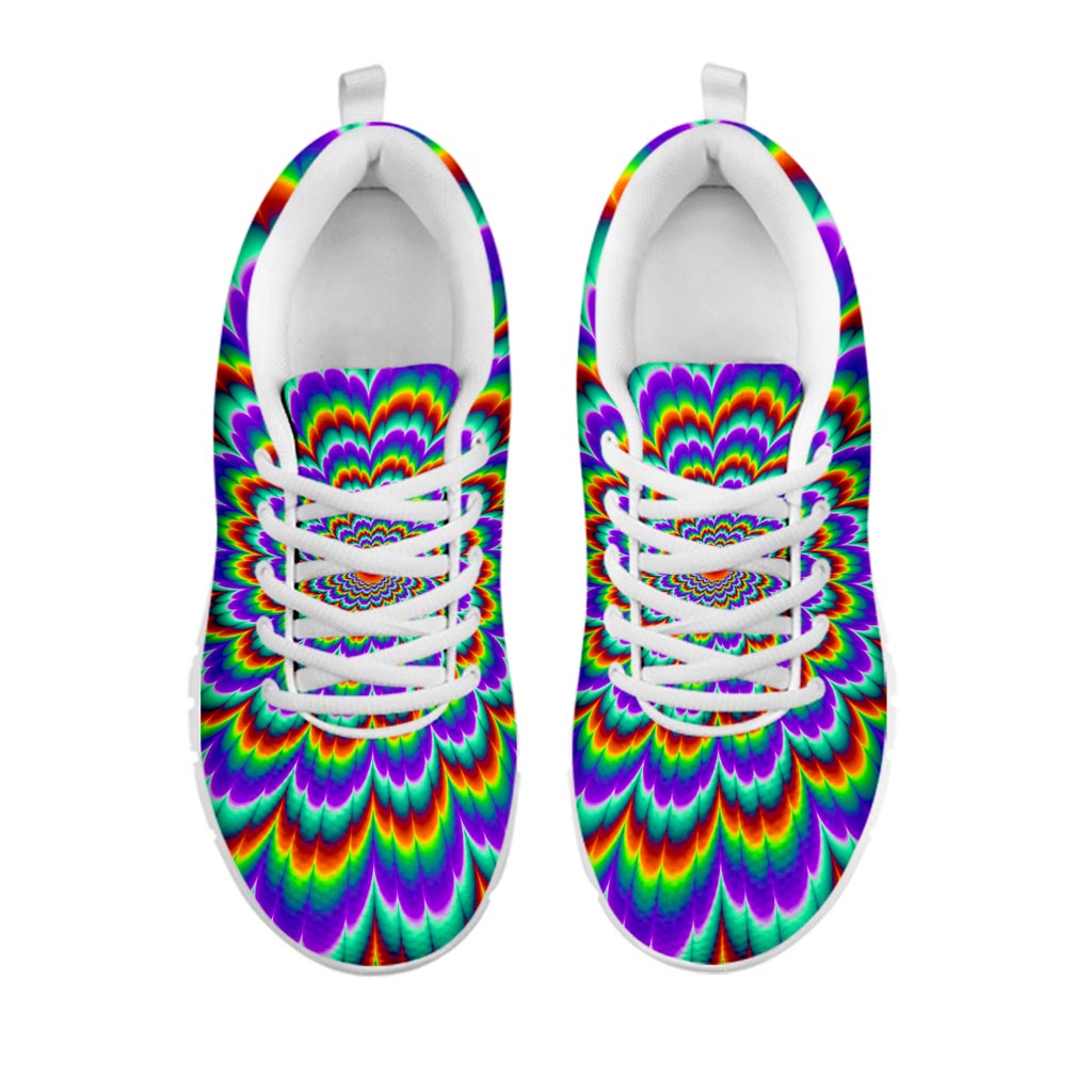 Psychedelic Expansion Optical Illusion White Running Shoes