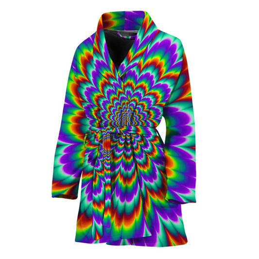 Psychedelic Expansion Optical Illusion Women's Bathrobe