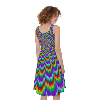 Psychedelic Expansion Optical Illusion Women's Sleeveless Dress