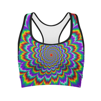 Psychedelic Expansion Optical Illusion Women's Sports Bra