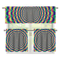 Psychedelic Explosion Optical Illusion 3 Piece Kitchen Curtains