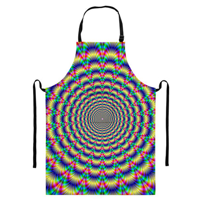 Psychedelic Explosion Optical Illusion Bib Apron With Pocket
