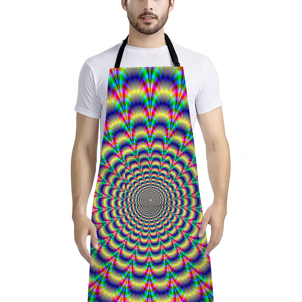 Psychedelic Explosion Optical Illusion Bib Apron With Pocket