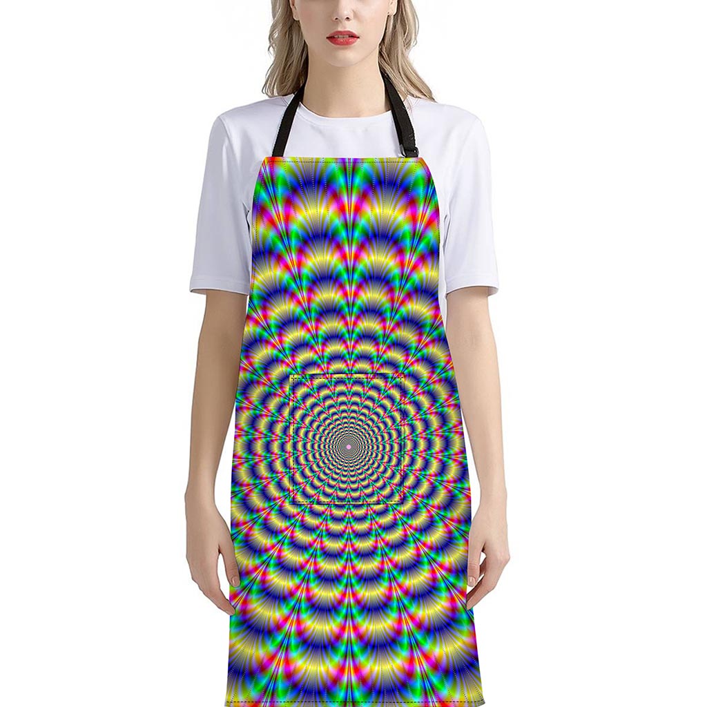 Psychedelic Explosion Optical Illusion Bib Apron With Pocket