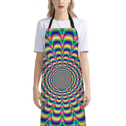 Psychedelic Explosion Optical Illusion Bib Apron With Pocket