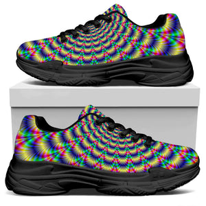 Psychedelic Explosion Optical Illusion Black Chunky Shoes