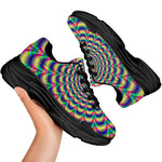 Psychedelic Explosion Optical Illusion Black Chunky Shoes