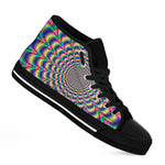 Psychedelic Explosion Optical Illusion Black High Top Sneakers