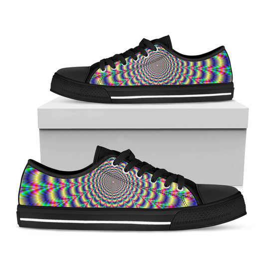 Psychedelic Explosion Optical Illusion Black Low Top Sneakers