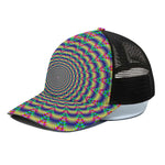Psychedelic Explosion Optical Illusion Black Mesh Trucker Cap