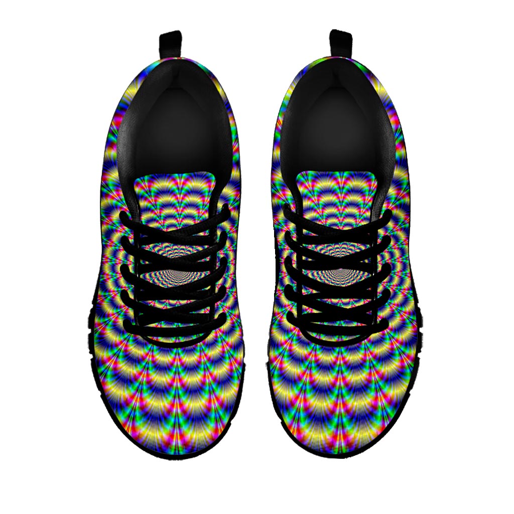 Psychedelic Explosion Optical Illusion Black Running Shoes