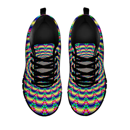 Psychedelic Explosion Optical Illusion Black Running Shoes