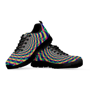Psychedelic Explosion Optical Illusion Black Running Shoes