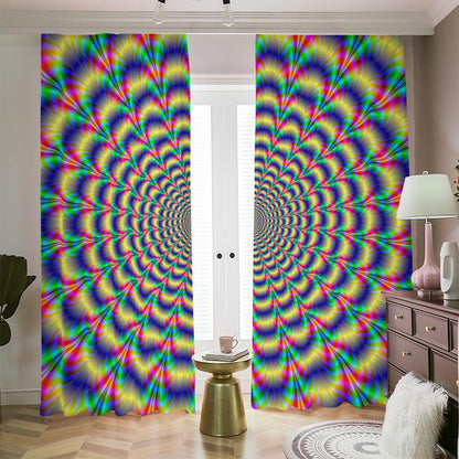 Psychedelic Explosion Optical Illusion Blackout Pencil Pleat Curtains