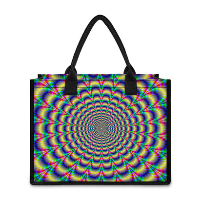 Psychedelic Explosion Optical Illusion Canvas Tote Bag