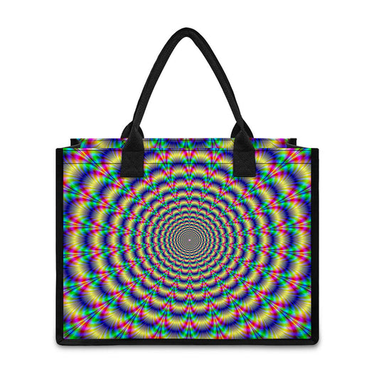 Psychedelic Explosion Optical Illusion Canvas Tote Bag