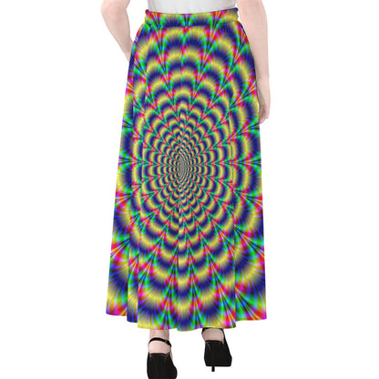 Psychedelic Explosion Optical Illusion Chiffon Maxi Skirt