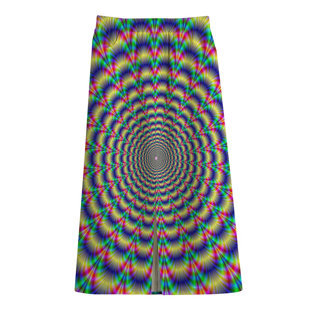 Psychedelic Explosion Optical Illusion Cotton Front Slit Maxi Skirt