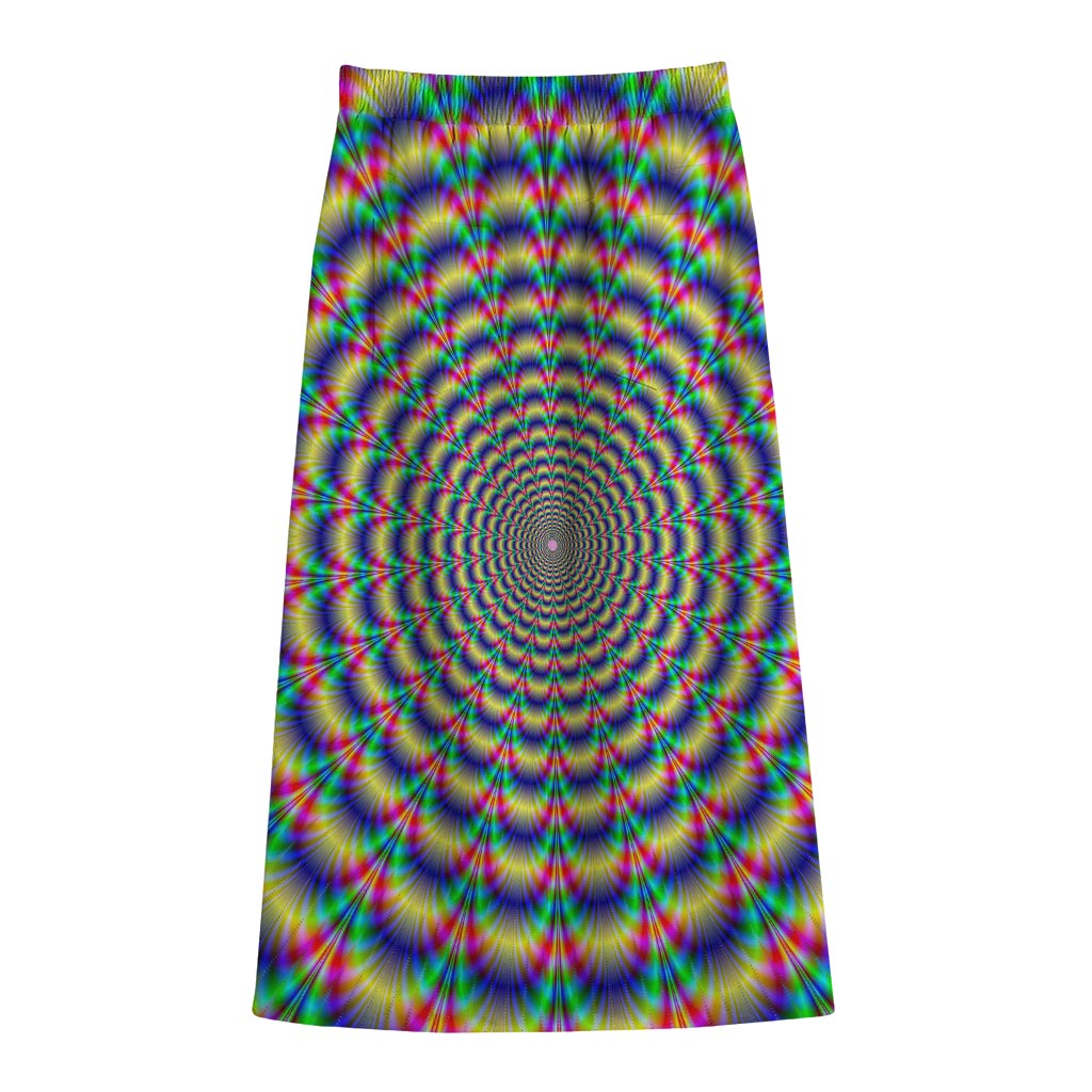 Psychedelic Explosion Optical Illusion Cotton Front Slit Maxi Skirt