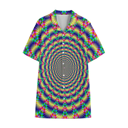 Psychedelic Explosion Optical Illusion Cotton Hawaiian Shirt