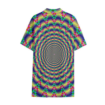 Psychedelic Explosion Optical Illusion Cotton Hawaiian Shirt