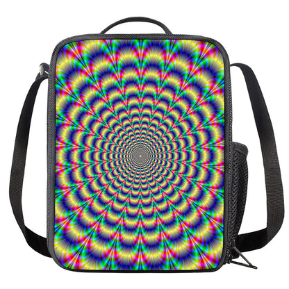 Psychedelic Explosion Optical Illusion Crossbody Lunch Bag