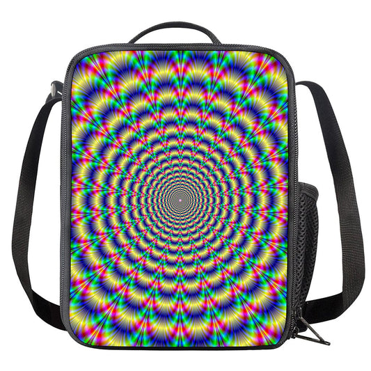 Psychedelic Explosion Optical Illusion Crossbody Lunch Bag