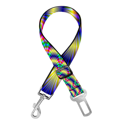Psychedelic Explosion Optical Illusion Dog Seat Belt