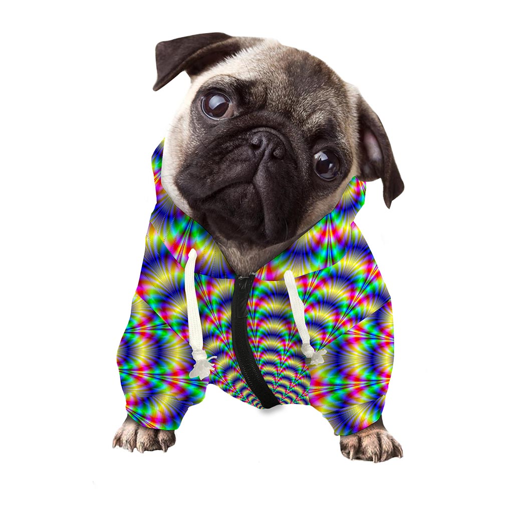 Psychedelic Explosion Optical Illusion Dog Zip Up Hoodie