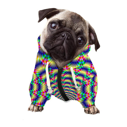 Psychedelic Explosion Optical Illusion Dog Zip Up Hoodie