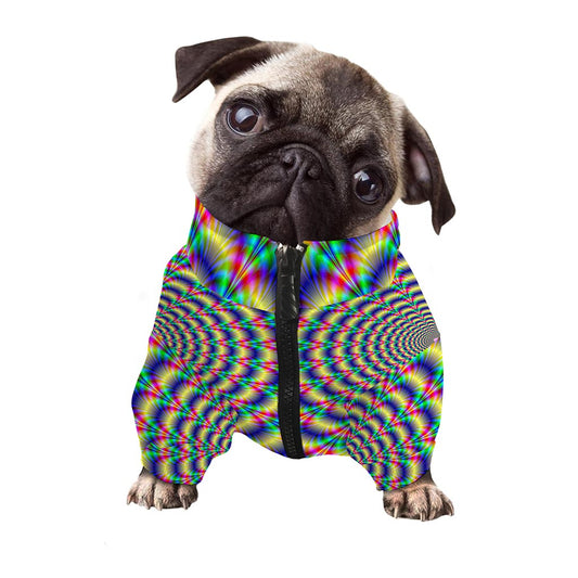 Psychedelic Explosion Optical Illusion Dog Zip Up Jacket