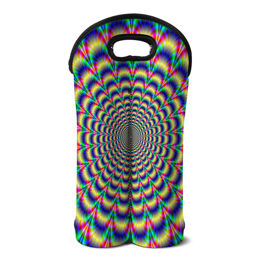 Psychedelic Explosion Optical Illusion Double Neoprene Wine Tote