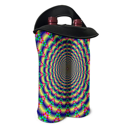 Psychedelic Explosion Optical Illusion Double Neoprene Wine Tote