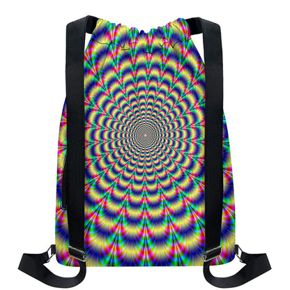 Psychedelic Explosion Optical Illusion Drawstring Backpack