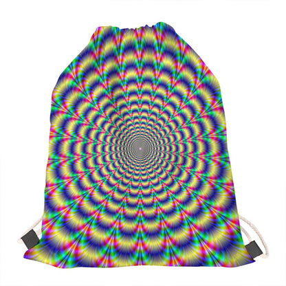 Psychedelic Explosion Optical Illusion Drawstring Bag