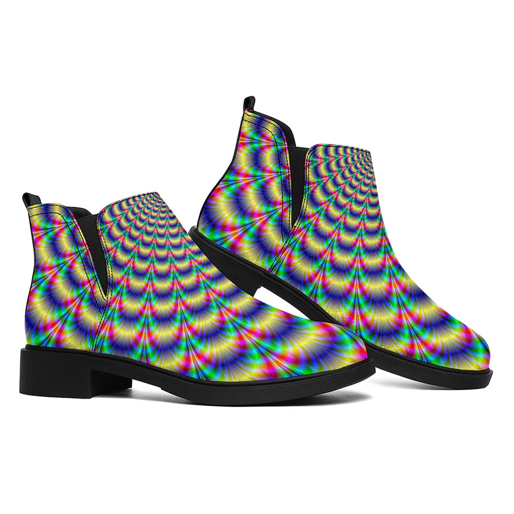 Psychedelic Explosion Optical Illusion Flat Ankle Boots