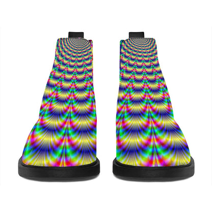 Psychedelic Explosion Optical Illusion Flat Ankle Boots
