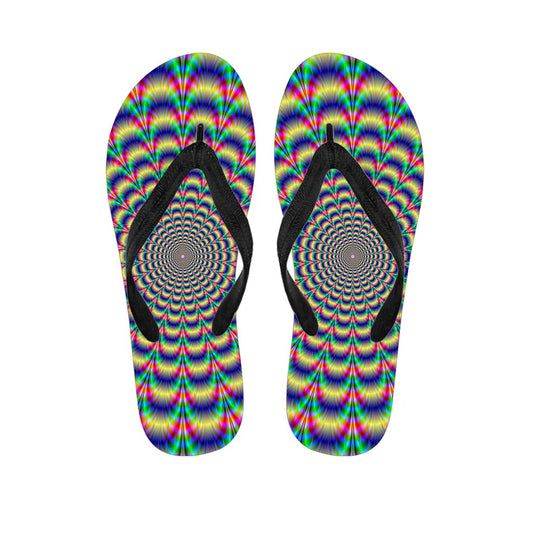 Psychedelic Explosion Optical Illusion Flip Flops