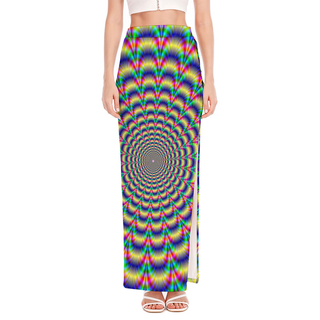 Psychedelic Explosion Optical Illusion High Slit Maxi Skirt