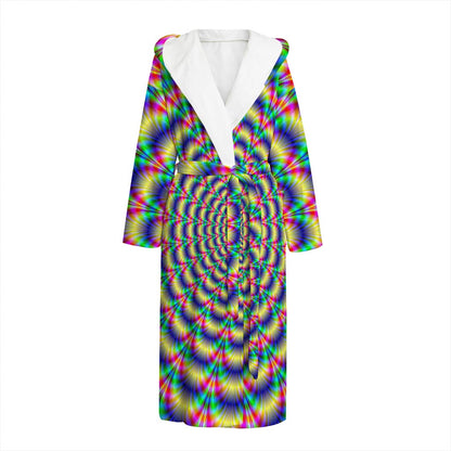 Psychedelic Explosion Optical Illusion Hooded Bathrobe