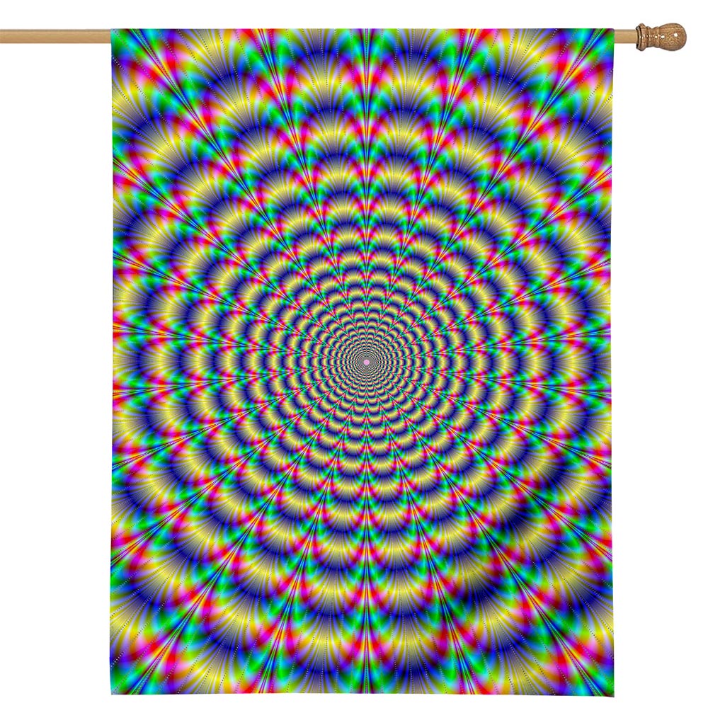 Psychedelic Explosion Optical Illusion House Flag