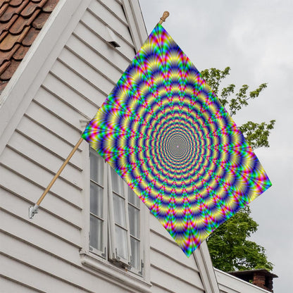 Psychedelic Explosion Optical Illusion House Flag