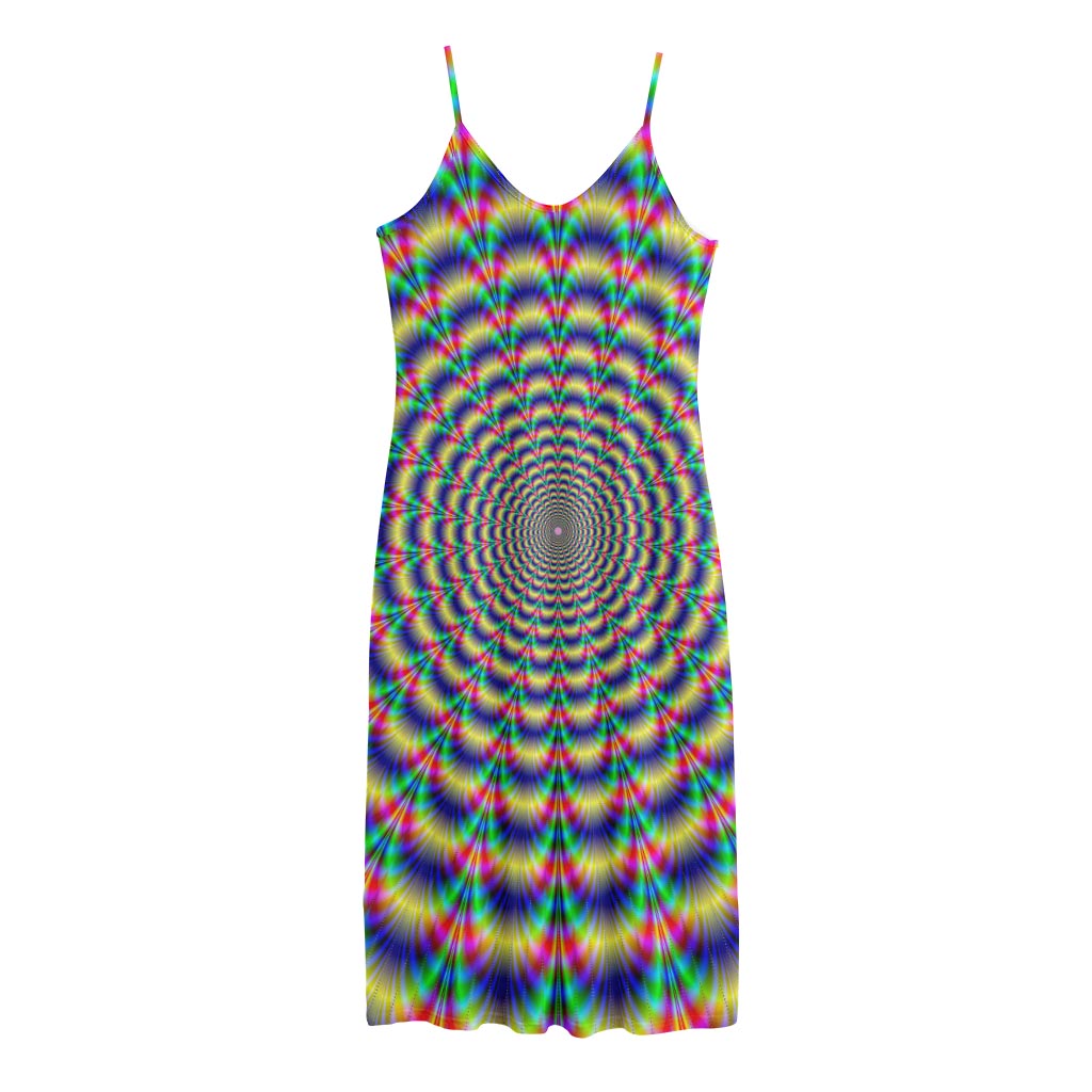 Psychedelic Explosion Optical Illusion Jersey Midi Cami Dress