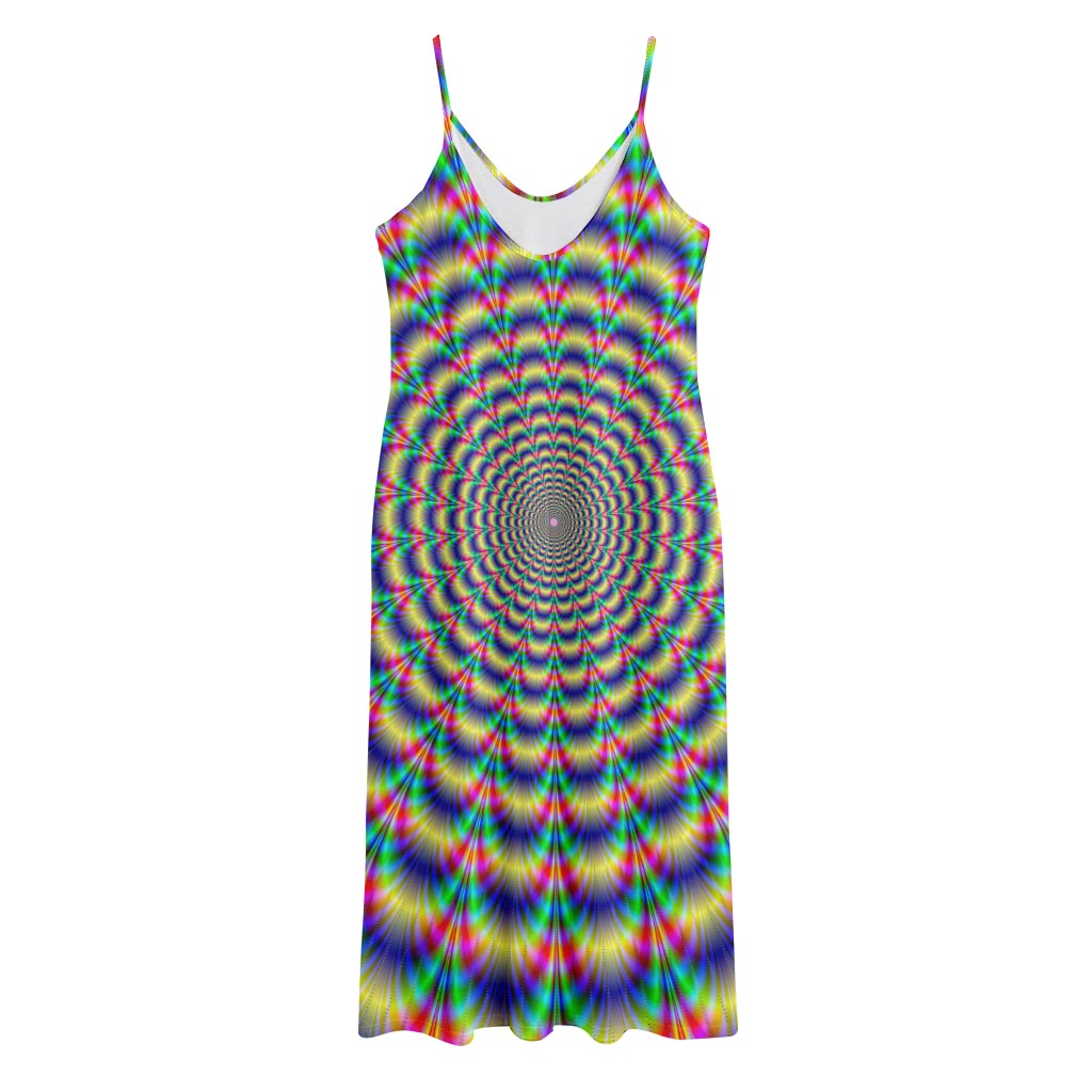 Psychedelic Explosion Optical Illusion Jersey Midi Cami Dress