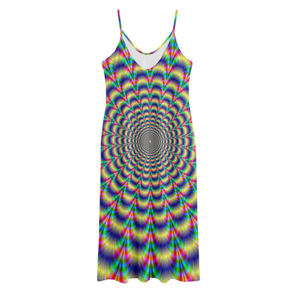 Psychedelic Explosion Optical Illusion Jersey Midi Cami Dress