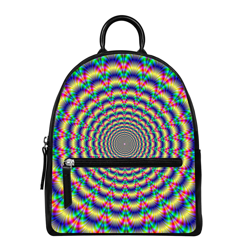 Psychedelic Explosion Optical Illusion Leather Backpack